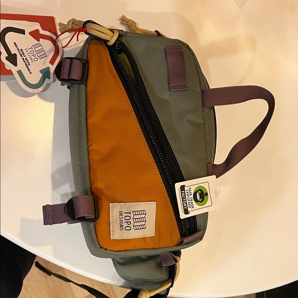 Topo Designs Orange and Green Belt Bag